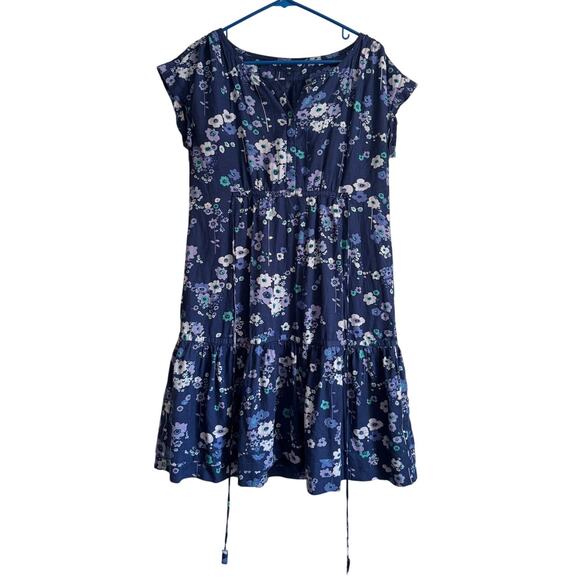 Gap Y2K Babydoll Dress 90s Grunge Blue Purple Floral Cottage Romantic Boho - Picture 1 of 8